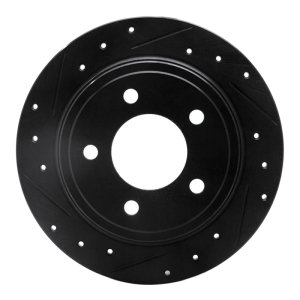 Chrysler 300M Brake Rotor (1) - Rear Left - R1 Concepts - Drilled & Slotted - Black - `93-`04